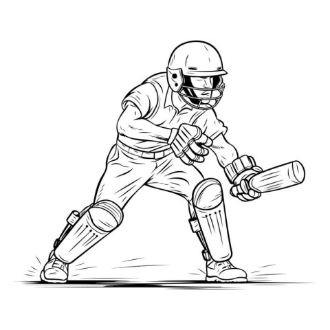 Cricket player in action. Vector illustration of cricket player