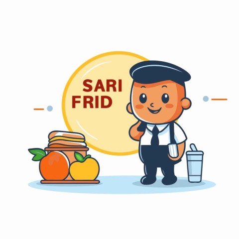 Fruit and vegetable shop concept. Cute cartoon character. Vector