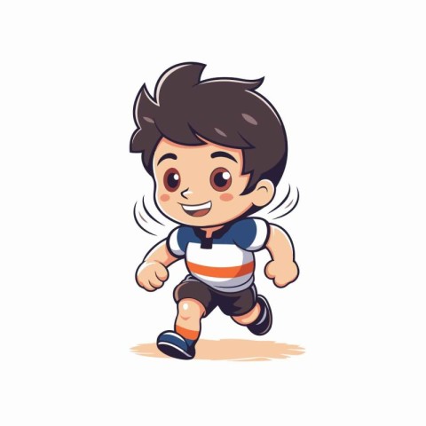 Little boy running cartoon vector Illustration isolated on a whi