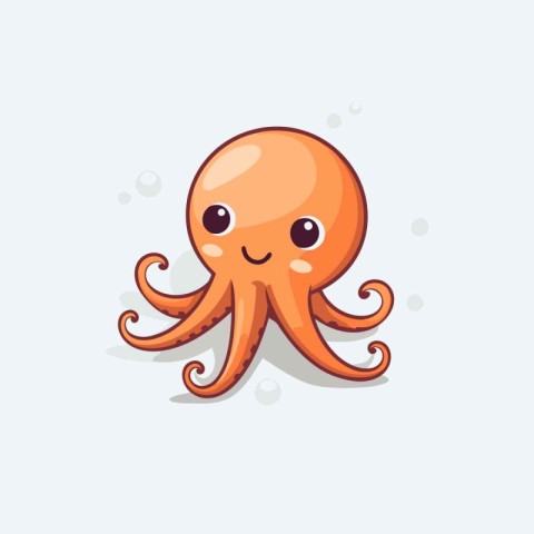 Cute cartoon octopus. Vector illustration isolated on white back