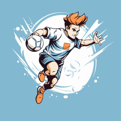 Soccer player kicking the ball. vector illustration in cartoon s