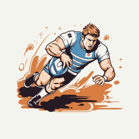 Rugby player in action. vector illustration. Sport graphic.