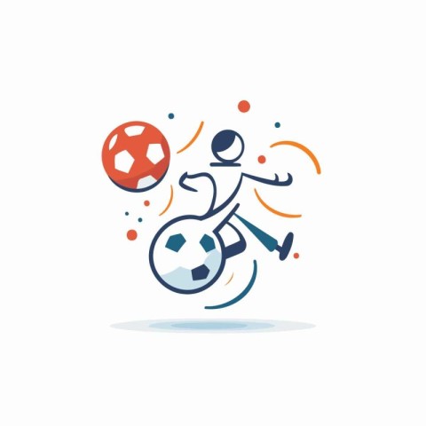 Soccer player with ball. Flat style vector illustration on white