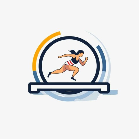 Running woman in the circle. Modern flat design vector illustrat