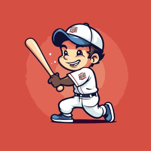 Baseball player with bat vector illustration. Cartoon baseball p