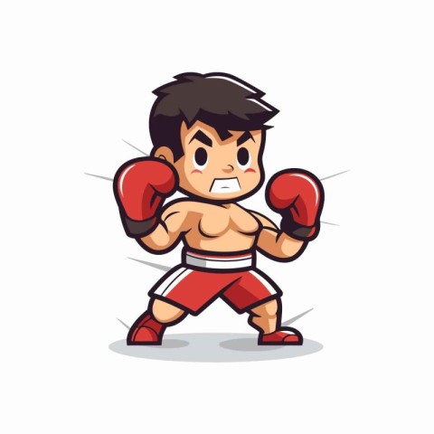 Boxing boy character. Cartoon vector illustration isolated on wh