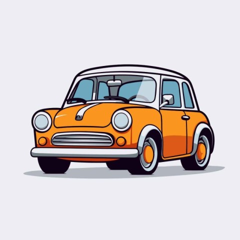 Retro car vector illustration in cartoon style isolated on grey