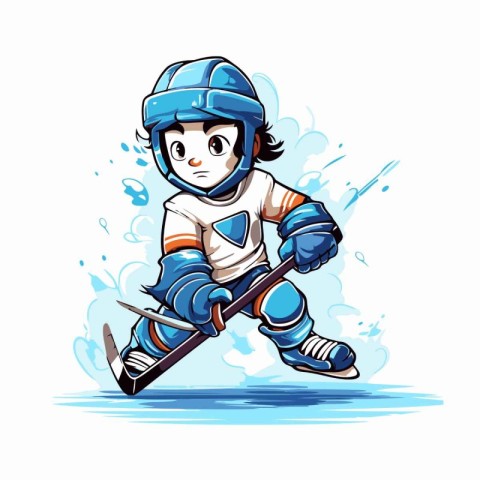 Cartoon hockey player. Vector illustration of a cartoon hockey p