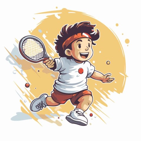 Tennis player. Vector illustration of a young man playing tennis