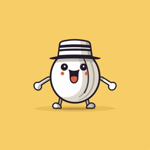 Cute cartoon white onion character with hat and scarf. vector il