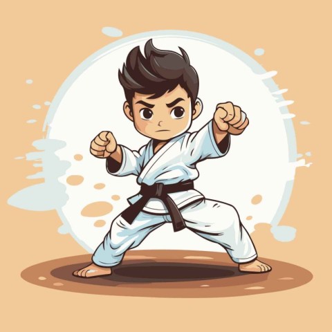 Taekwondo boy. Vector illustration of a karate boy.