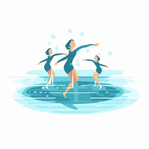 Ballet dancers on water. flat vector illustration isolated on wh