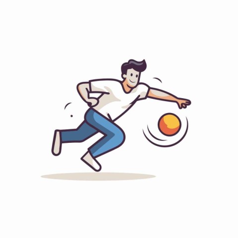 Cartoon illustration of a soccer player playing a ball. Vector i