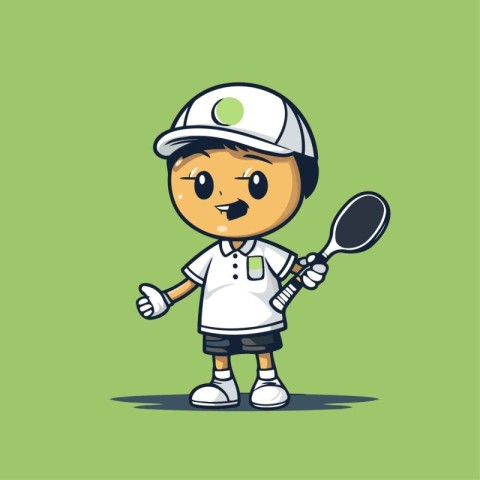 Tennis player cartoon character vector design. Cheerful tennis p