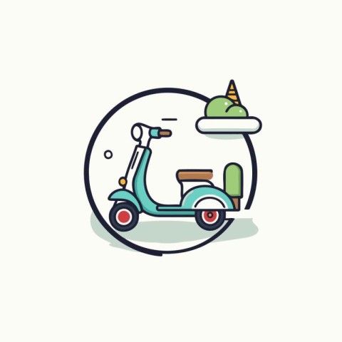 Cute scooter icon in trendy linear style. Vector illustration.