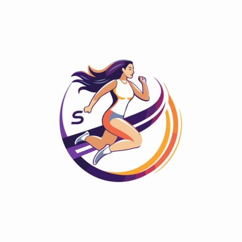 Running woman vector logo design template. Sportswoman running i