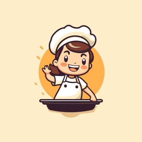 Cute chef cartoon character. Vector illustration in a flat style