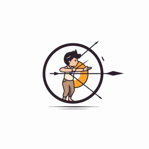 Archery vector logo design template. Man with bow and arrow icon