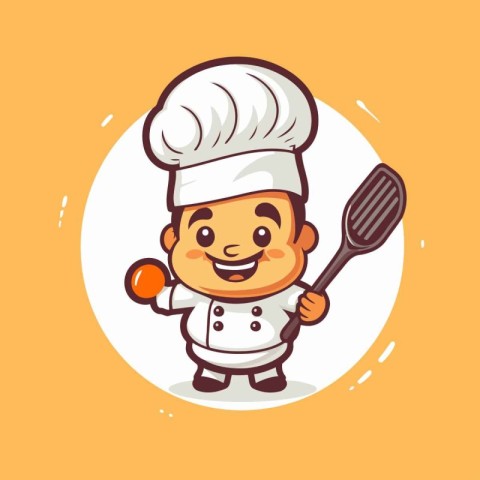 Chef Boy Cartoon Mascot Character Cute Vector Illustration