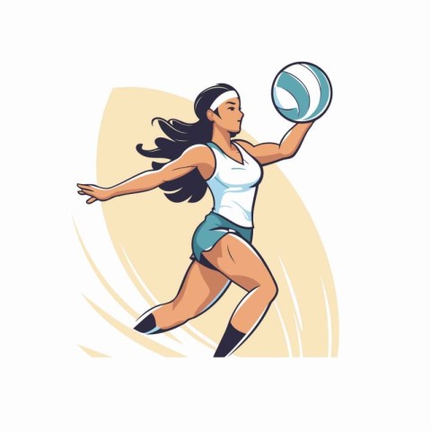 Volleyball player. Vector illustration in cartoon style on white