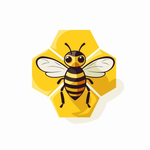 Honey bee vector icon. Isolated bee on white background.