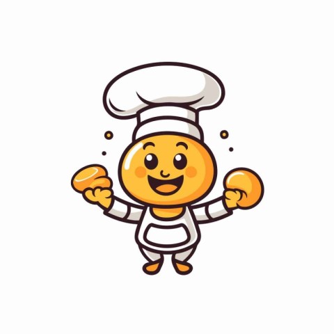 Chef Baking Cartoon Mascot Character Design Vector Illustration