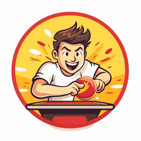 Man playing table tennis. Vector illustration of a man playing t