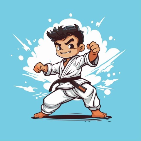 Karate boy vector illustration. Cartoon karate boy vector illust