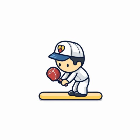 Cricket player cartoon icon. Flat design style vector illustrati