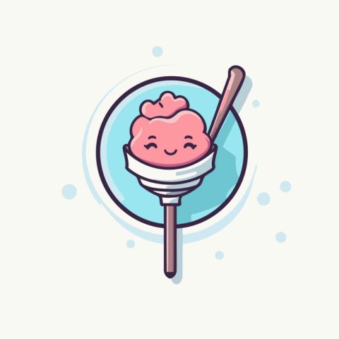 Cute ice cream icon. Vector illustration in trendy flat style.