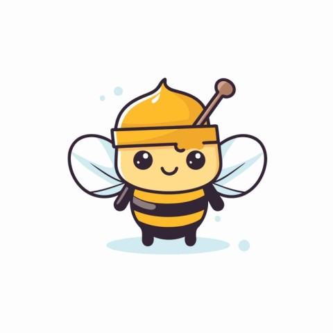 Cute bee character. Vector flat cartoon illustration. Isolated o