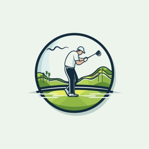 Golf club logo. Vector illustration of a golfer playing golf.