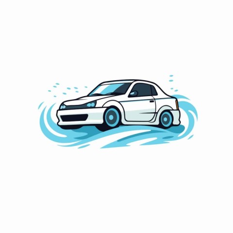 Car on the road. Vector illustration in cartoon style. Isolated