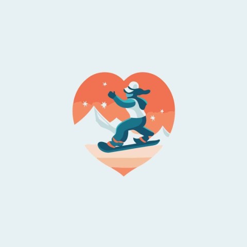 Snowboarder in the form of a heart. Vector illustration.