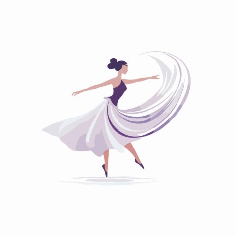 Ballerina in a white dress. Vector illustration in a flat style.