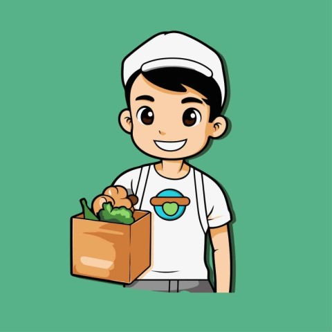 delivery man with food design. vector illustration eps10 graphic