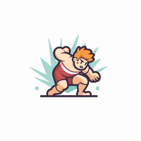 Sumo wrestler flat color vector icon. Editable line stroke.