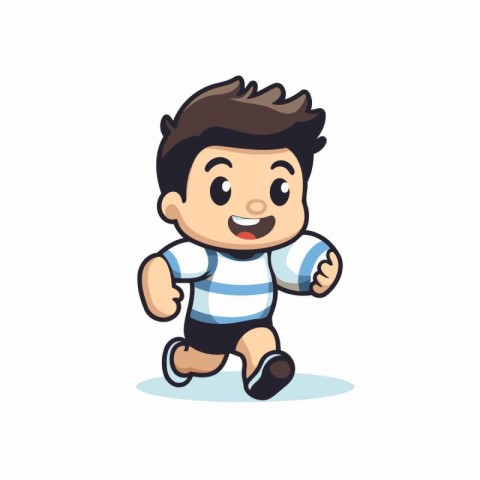 Cute rugby player cartoon character vector Illustration isolated