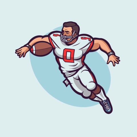 American football player with ball. Vector illustration of a foo