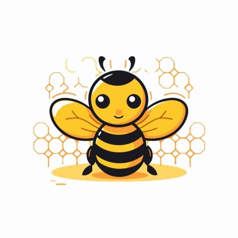 Cute cartoon bee. Vector illustration isolated on white backgrou