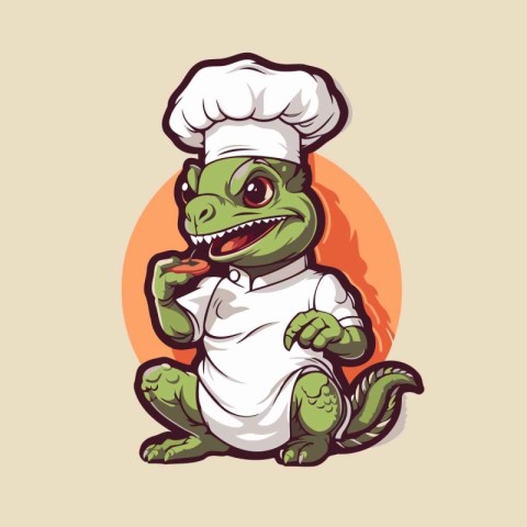 Cute cartoon crocodile chef character. Vector illustration for y