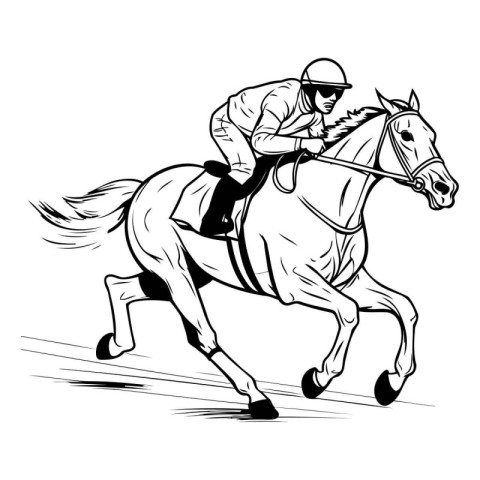 Equestrian sport - jockey on horse. Vector illustration.