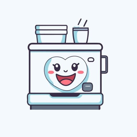 Cute kitchen toaster. Vector illustration in a flat style.