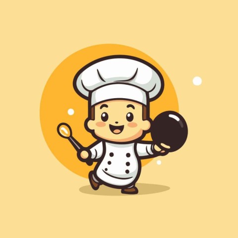 Cute chef cartoon character vector illustration. Cute chef masco