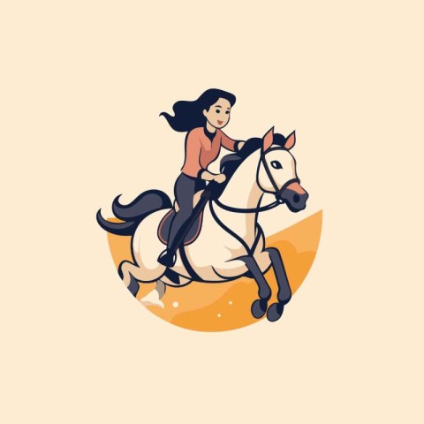 Girl riding a horse. Equestrian sport. Vector illustration.