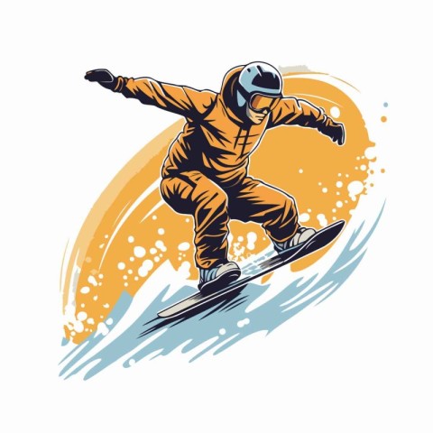 Snowboarder jumping on a snowboard. Vector illustration for your