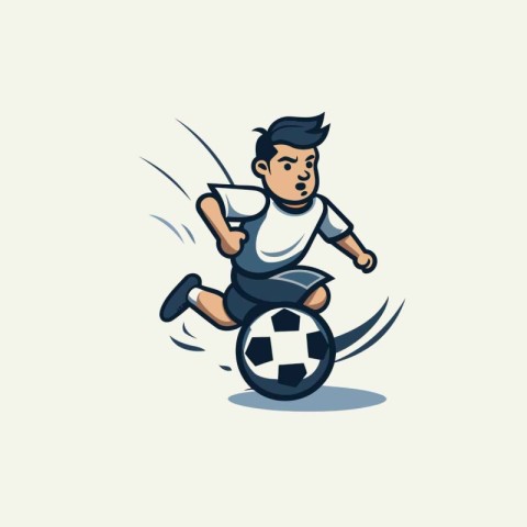 Soccer player kicking the ball. Vector illustration on white bac