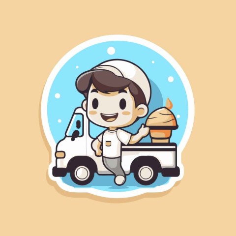 Cute boy chef cartoon character vector design. Food and restaura