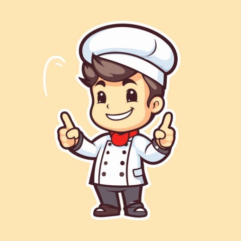 Chef Boy Cartoon Mascot Character Design Vector Illustration.