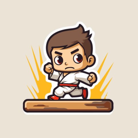 Karate Boy Cartoon Mascot Character Vector Illustration Design.